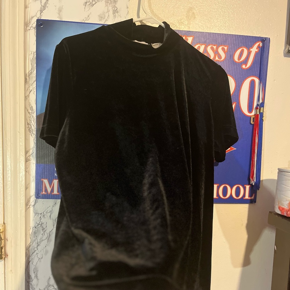 Black suede turtleneck shirt